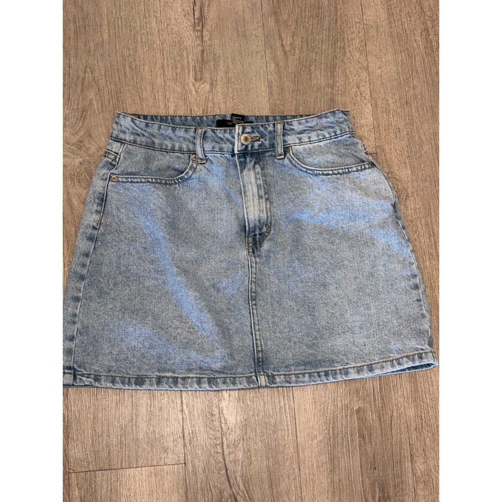 Forever‎ 21 Mini Skirt Womens Large Blue Medium Wash Denim Modern Minimalist